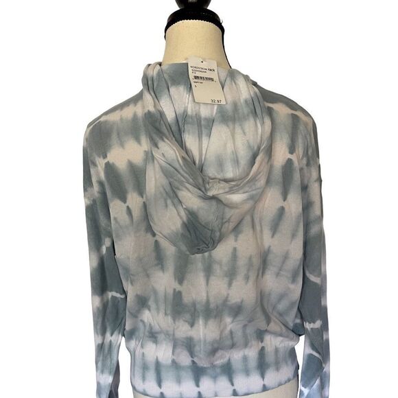 John + Jenn blue wash tie dye knit sweatshirt 100% cotton drawstring hoodie sz S - Picture 4 of 11
